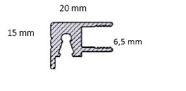 tekening van voorzetraamprofiel voor 6mm glas